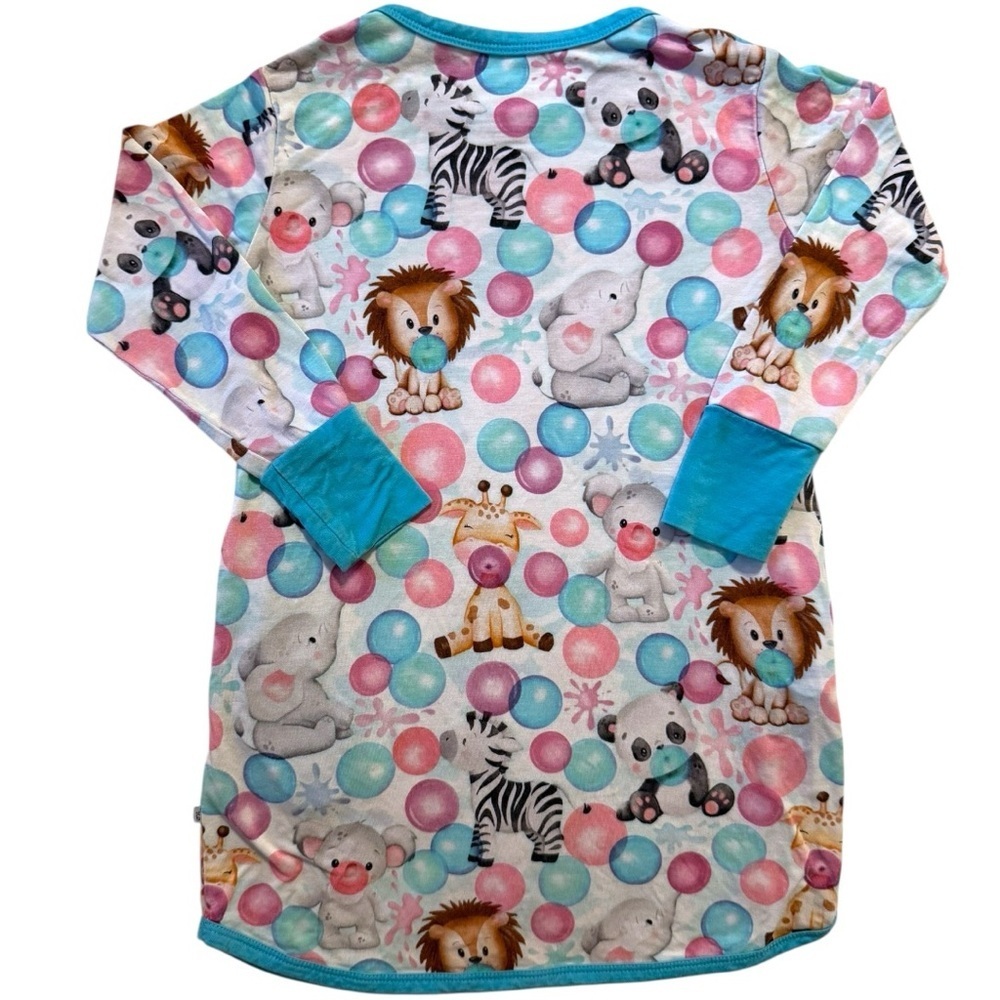 Birdie Bean 18-24M Animal Bubble Gum Print Long Sleeve Dress w/ Pockets – Bamboo - Picture 5 of 7